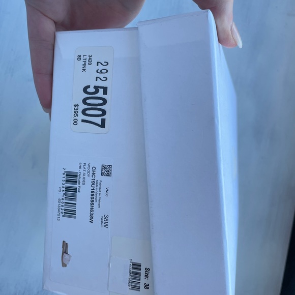 ❌SOLD❌Chloe Woody Logo Print Canvas Slides Sandals Slippers Pink White - Picture 2 of 10